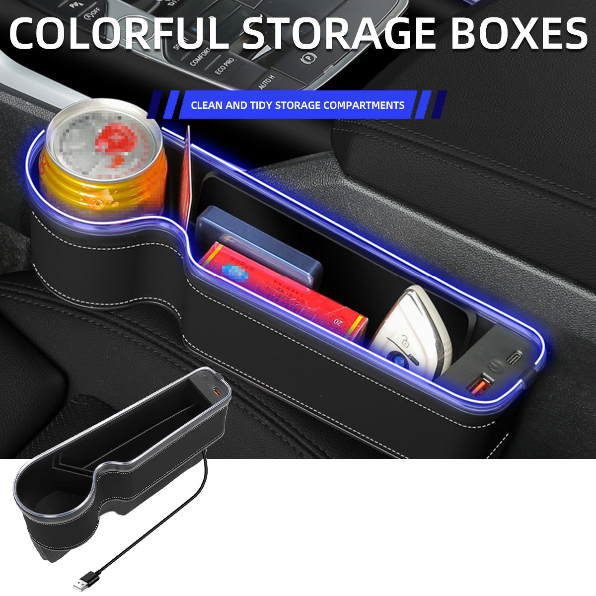 Seat Gap Filler Organizer With Usb Charger - 차량 시트 틈새 수납함 컵홀더 USB