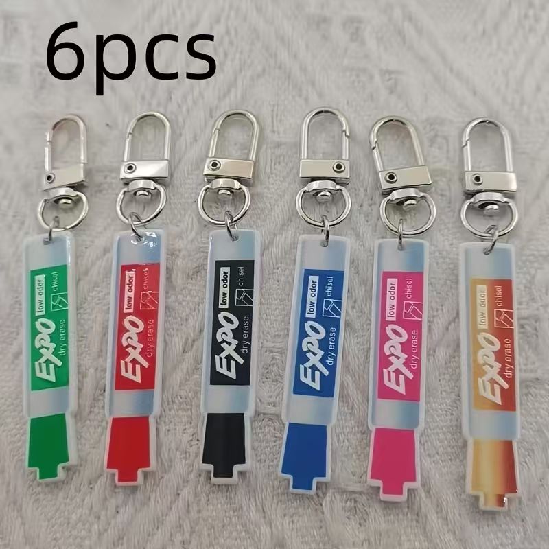 Car Accessories - 6개 아크릴 펜 키체인, 합금 하이킹