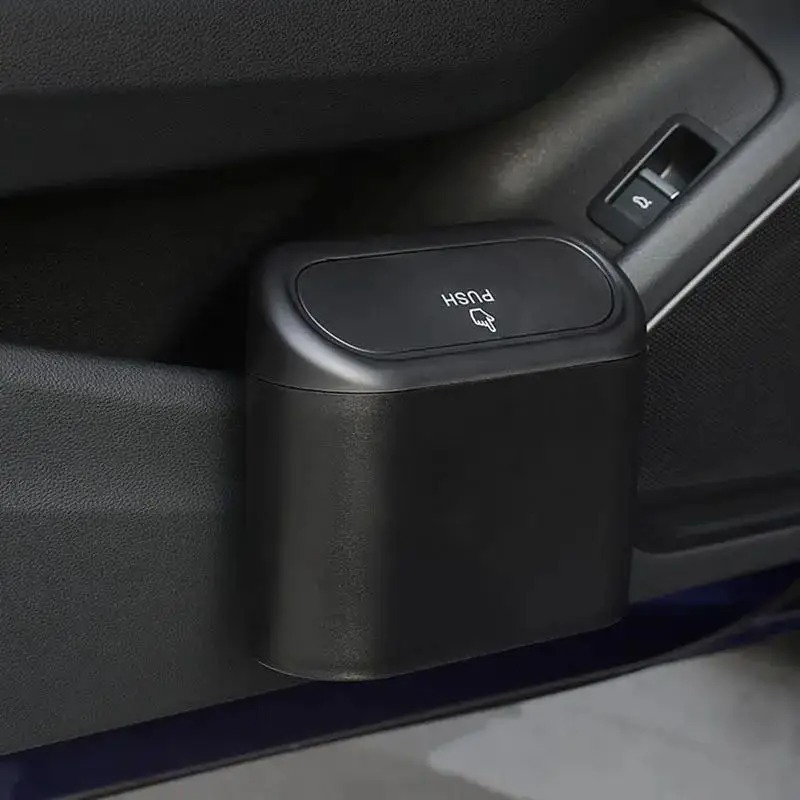 Waterproof Car Trash Can With Lid - 미니 자동차 쓰레기통 (푸시형 뚜껑 포함),