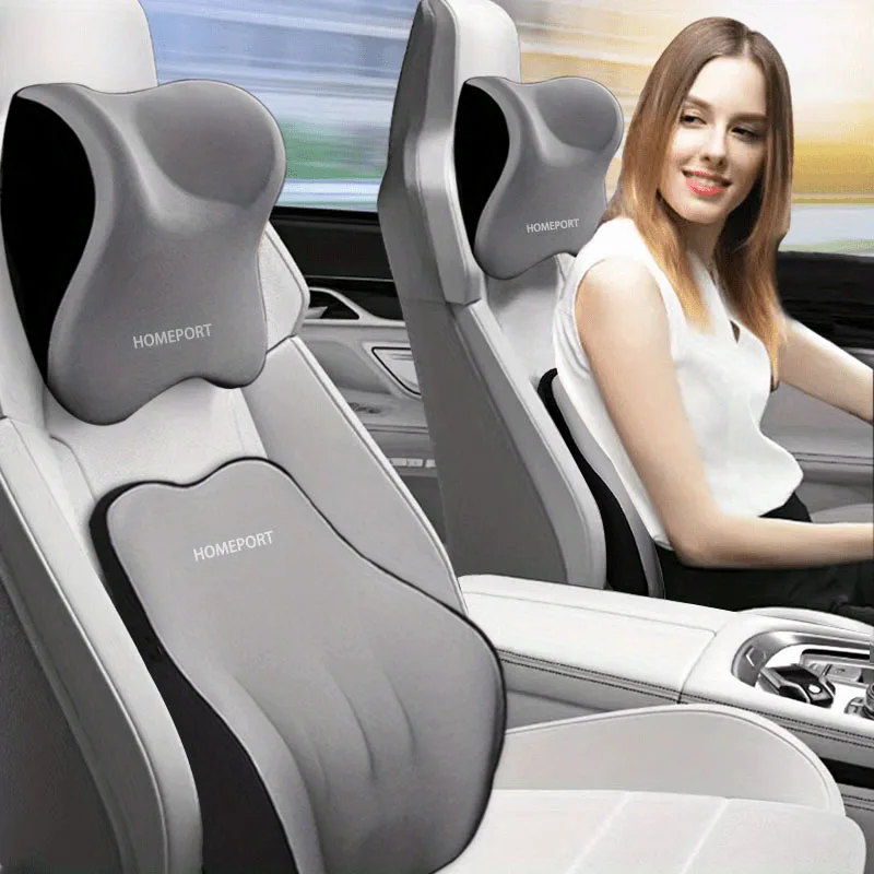 Memory Foam Car Neck Pillow Lumbar Support - 자동차 메모리 폼 머리 받침 세트