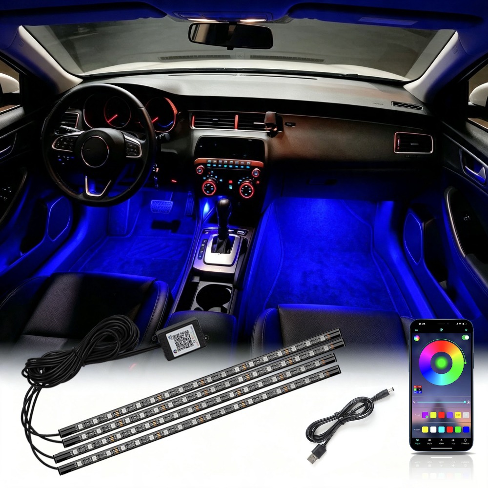 Led Ambient Interior Car Lights App Control - 멀티 모드 RGB 네온 자동차 실내