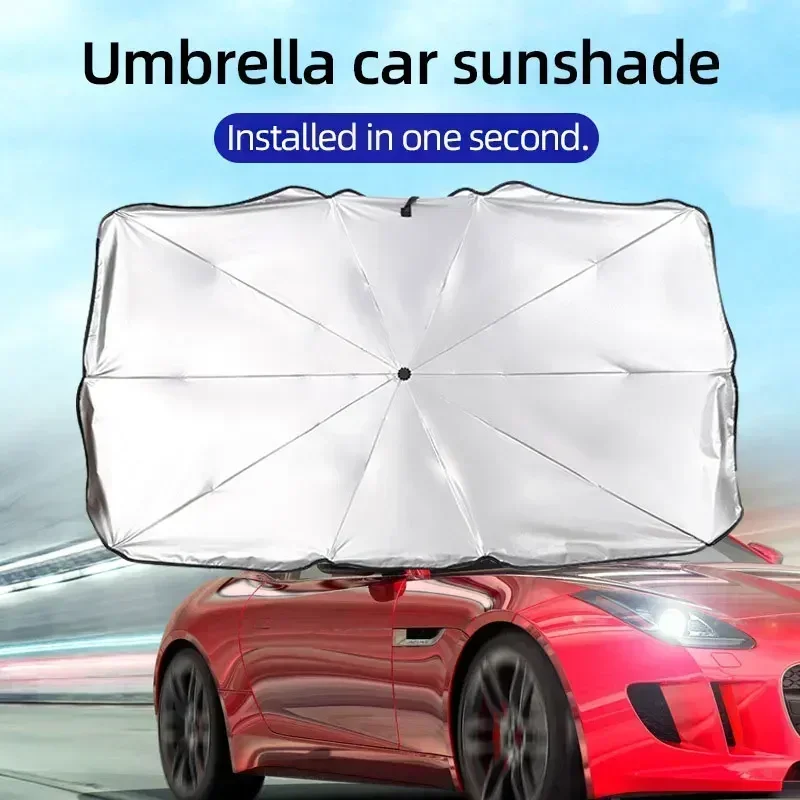 Car Sunshade Windshield Umbrella Foldable - 접이식 자동차 앞유리 차양 우산, 실버