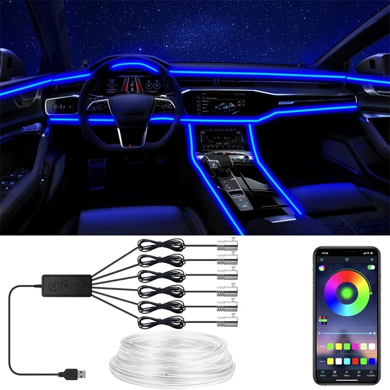 Led Ambient Interior Car Lights App Control - 앱 제어 가능한 유연한 EL 와이어