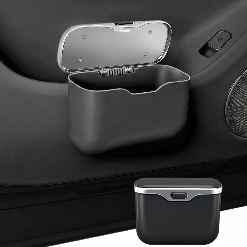 Waterproof Car Trash Can With Lid - 뚜껑이 있는 차량용 쓰레기통, 누수 방지