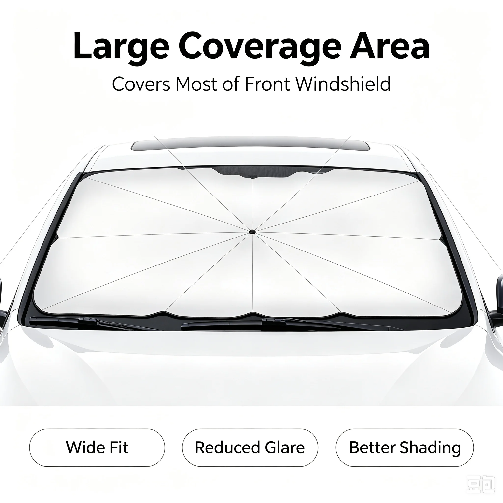 Car Sunshade Windshield Umbrella Foldable - 접이식 자동차 앞유리 차양 우산, 실버