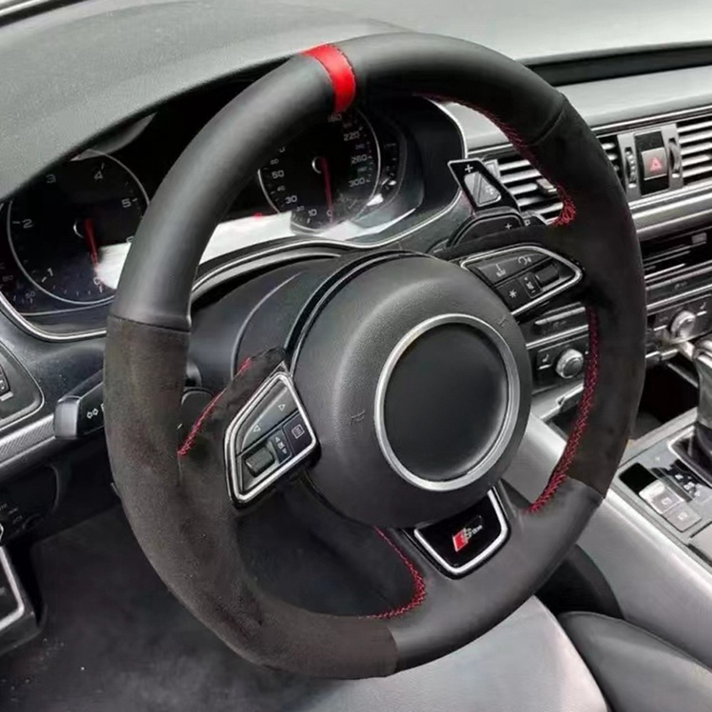 Car Steering Wheel Cover Anti Slip Breathable - 미끄럼 방지 스웨이드 가죽 브레이드 자동차