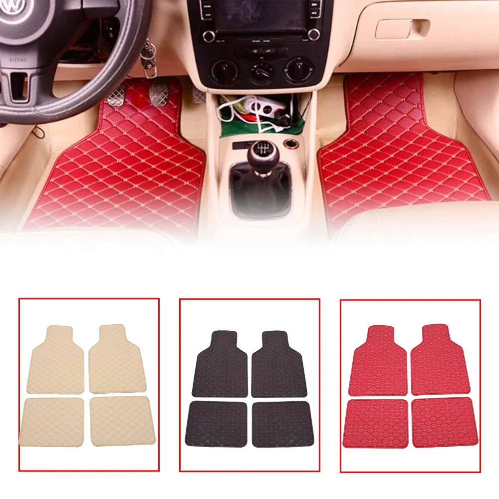 Car Floor Mats Universal Waterproof Leather - 자동차 바닥 매트 4개 세트, 범용
