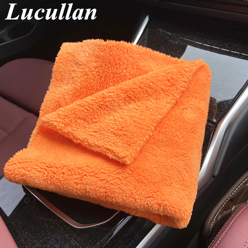 Microfiber Car Drying Towel Super Absorbent - Lucullan 40x40cm 오렌지 슈퍼 두꺼운 플러시
