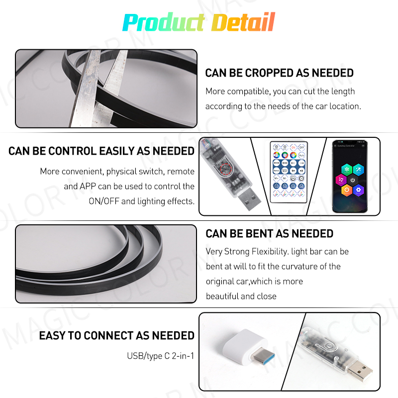 Vegetting 140cm 자동차 주변 조명 LED  - Led Ambient Interior Car Lights App Control 리뷰 및 가격