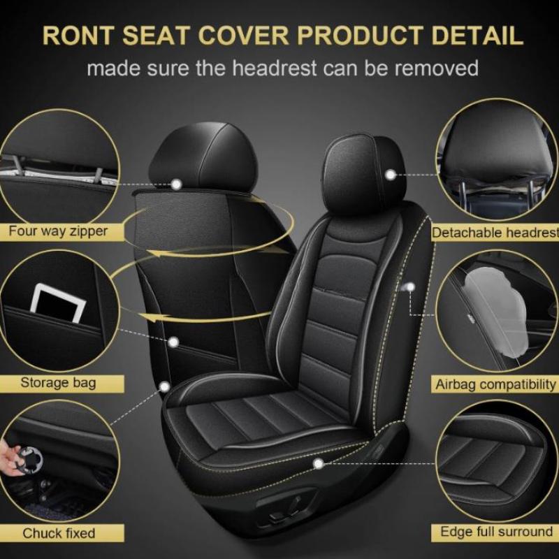 블랙 유니버설 시트 커버 5인승 혼다용 퀼트 가죽 카시 - Leather Car Seat Covers Full Set Universal 리뷰 및 가격