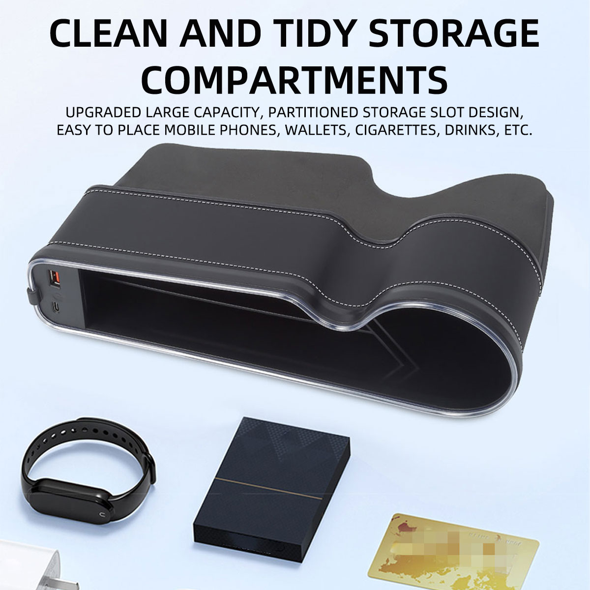 차량 시트 틈새 수납함 컵홀더 USB 충전기 RGB 색 - Seat Gap Filler Organizer With Usb Charger 리뷰 및 가격