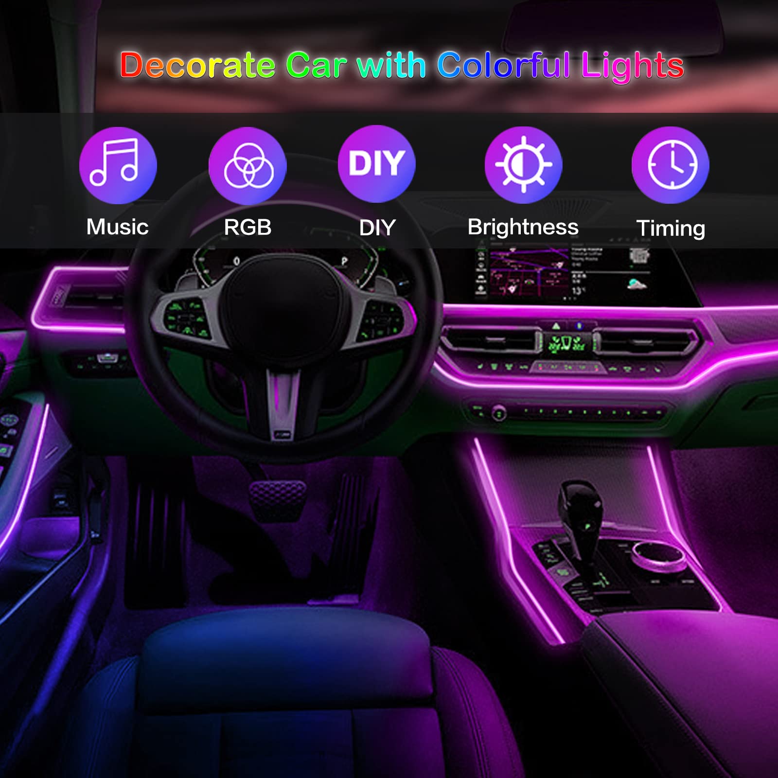 LED 자동차 인테리어 앰비언트 스트립 조명, RGB  - Led Ambient Interior Car Lights App Control 리뷰 및 가격