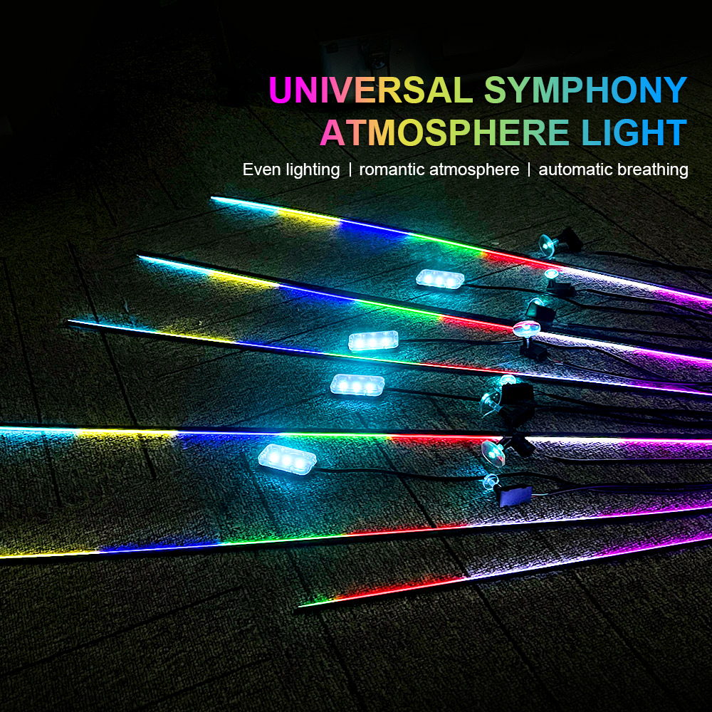 18 in 1 64 색상 RGB 심포니 자동차 주변 조 - Led Ambient Interior Car Lights App Control 리뷰 및 가격