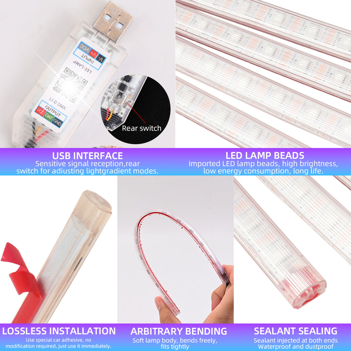 2/4in1 12/18 LED RGB 레인보우 분위기  - Led Ambient Interior Car Lights App Control 리뷰 및 가격