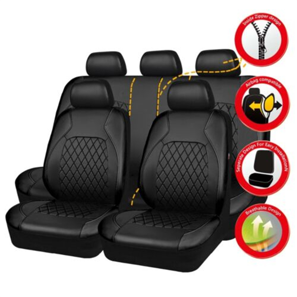 유니버설 카시트 커버 세트 PU 가죽 차량 쿠션 전체  - Leather Car Seat Covers Full Set Universal 리뷰 및 가격
