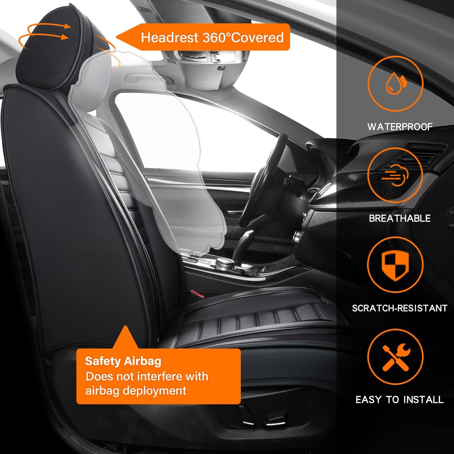 5종 풀세트 자동차 시트 커버 PU 가죽 앞좌석 뒷좌석 - Leather Car Seat Covers Full Set Universal 리뷰 및 가격