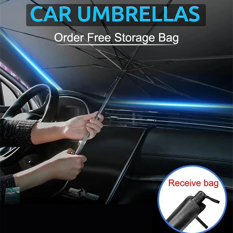 접이식 자동차 앞유리 차양 우산, 실버 접착제 UV 차 - Car Sunshade Windshield Umbrella Foldable 리뷰 및 가격