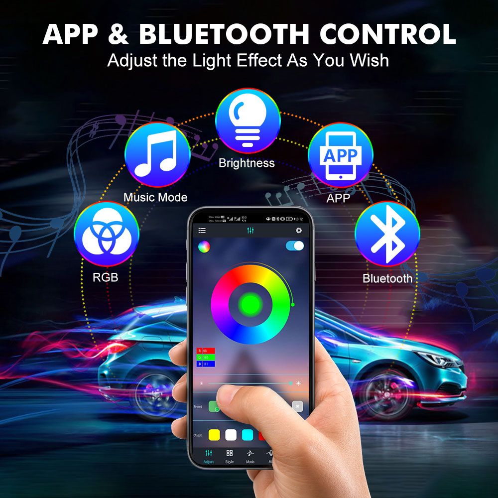 네온 LED 자동차 실내등 APP 음악 원격 제어 RG - Led Ambient Interior Car Lights App Control 리뷰 및 가격