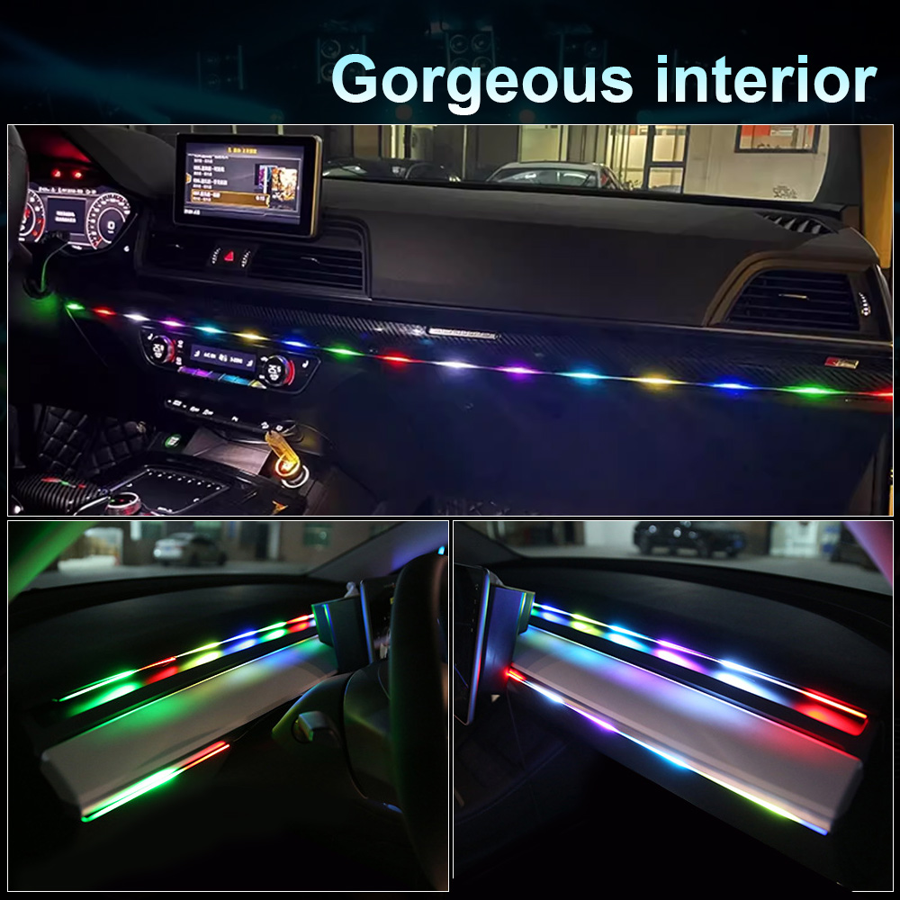 64 색상 USB 자동차 LED 주변 조명 아크릴 스트 - Led Ambient Interior Car Lights App Control 리뷰 및 가격