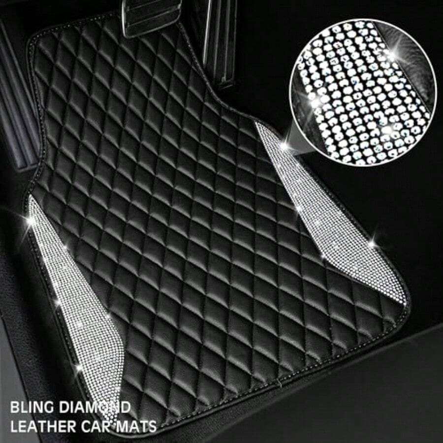 가죽 자동차 매트 샤이닝 다이아몬드 플로어 매트 크리스 - Car Floor Mats Universal Waterproof Leather 리뷰 및 가격
