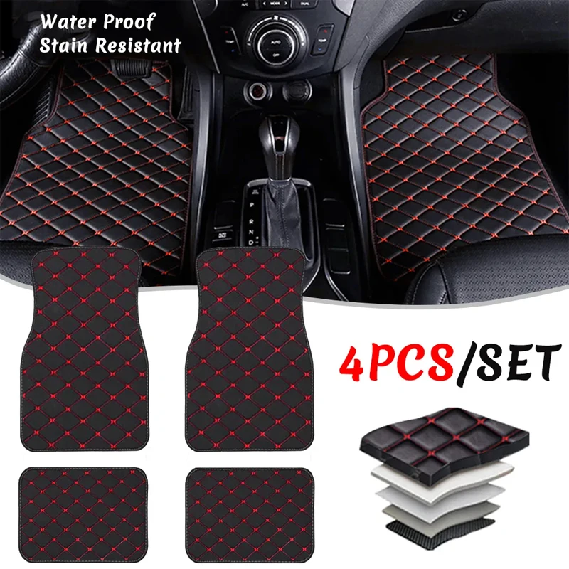자동차 바닥 매트 4PCS 유니버설 PU 가죽 방수 자 - Car Floor Mats Universal Waterproof Leather 리뷰 및 가격