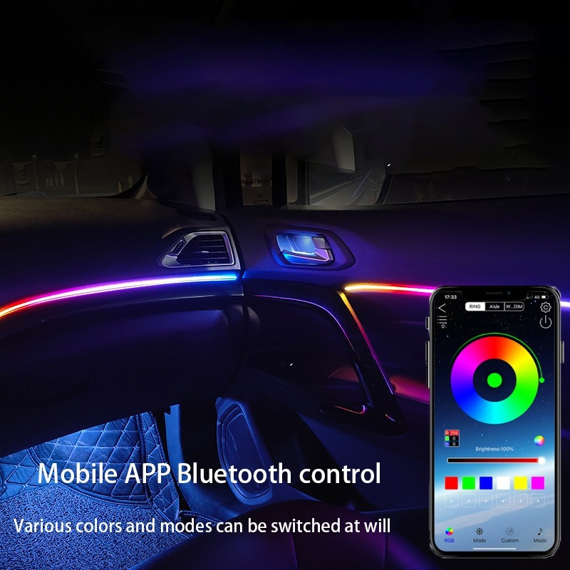 자동차 LED 주변 조명 64 색 아크릴 스트립 110 - Led Ambient Interior Car Lights App Control 리뷰 및 가격