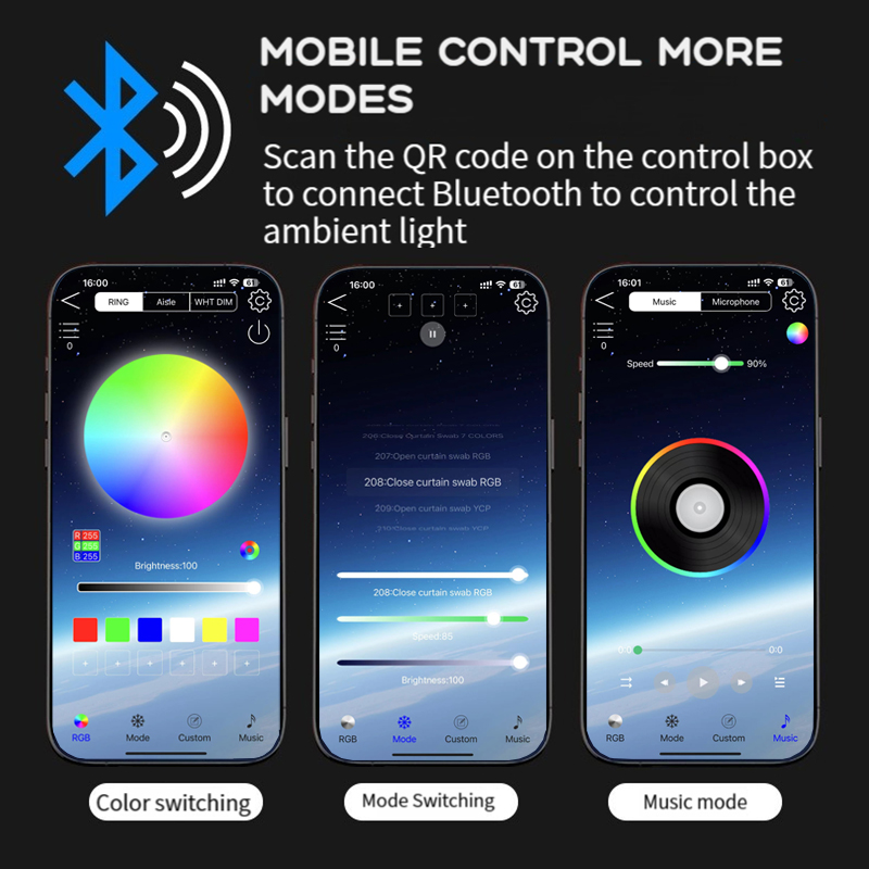 자동차 LED 주변 조명 64 색 아크릴 스트립 110 - Led Ambient Interior Car Lights App Control 리뷰 및 가격